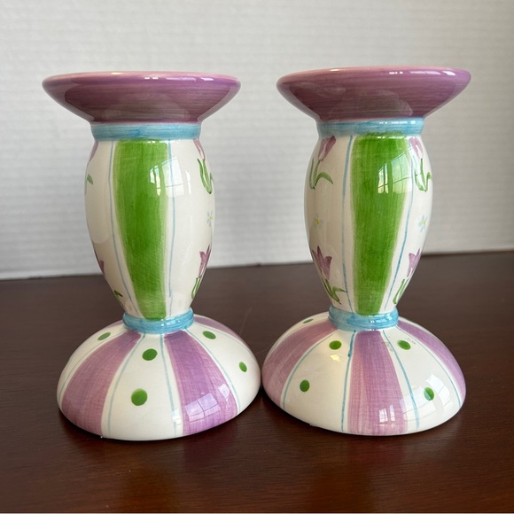 Set of 2 Ceramic Candle holders for Tealight Votive Pillar Candle Pastel Colours - Picture 2 of 7